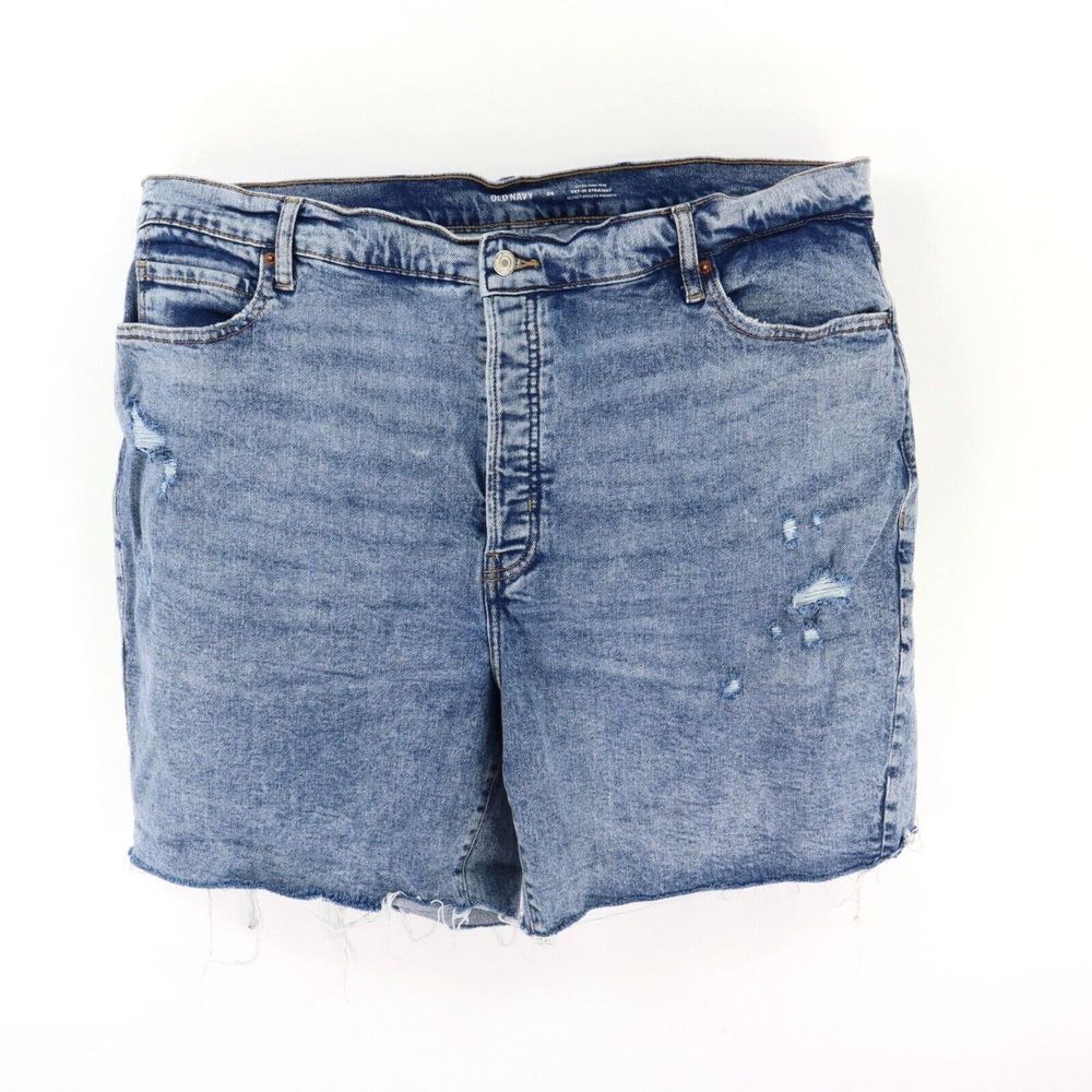 Old Navy Jean Shorts Womens Size 24 Blue Cotton Blend Distressed Cut Off